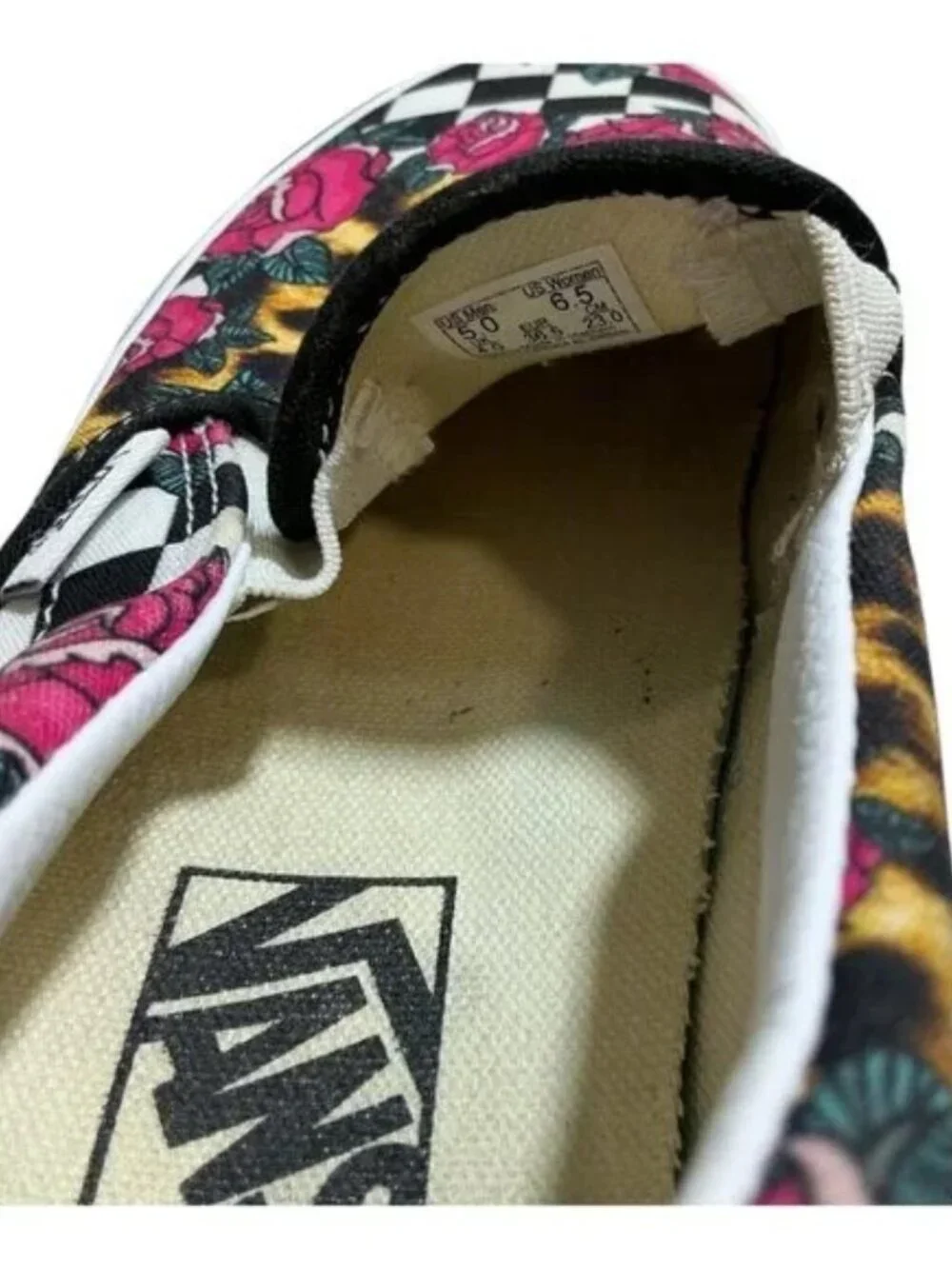 Vans Leopard/Floral Print Slip-on Unisex Skateboarding Sneakers Size M5/W6.5 - Picture 12 of 13